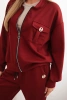 Damen-Set aus Viskose mit offener Jacke und Hose, bordeaux