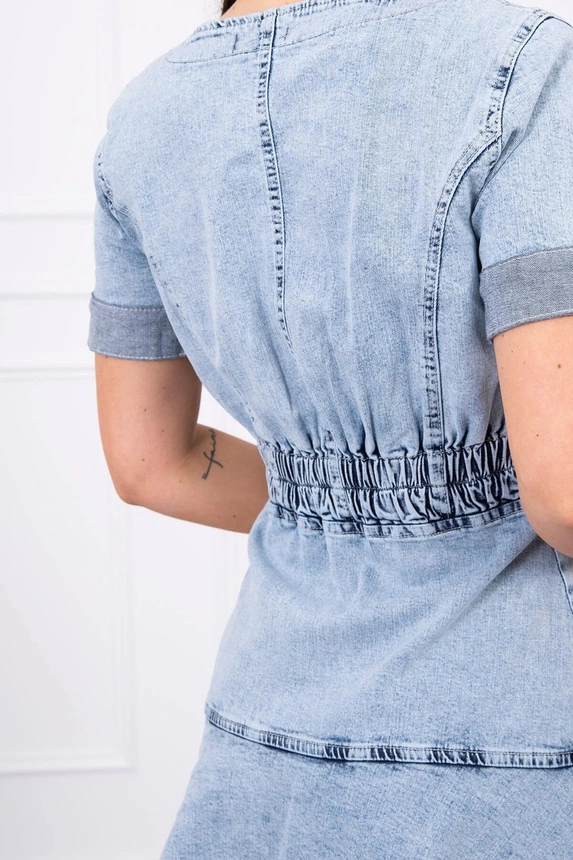 Strečové džínové šaty s výstřihem na zip S/M-L/XL