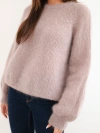 Damenpullover aus 80% KID-Mohair mit langen Ärmeln und rundem Ausschnitt fango