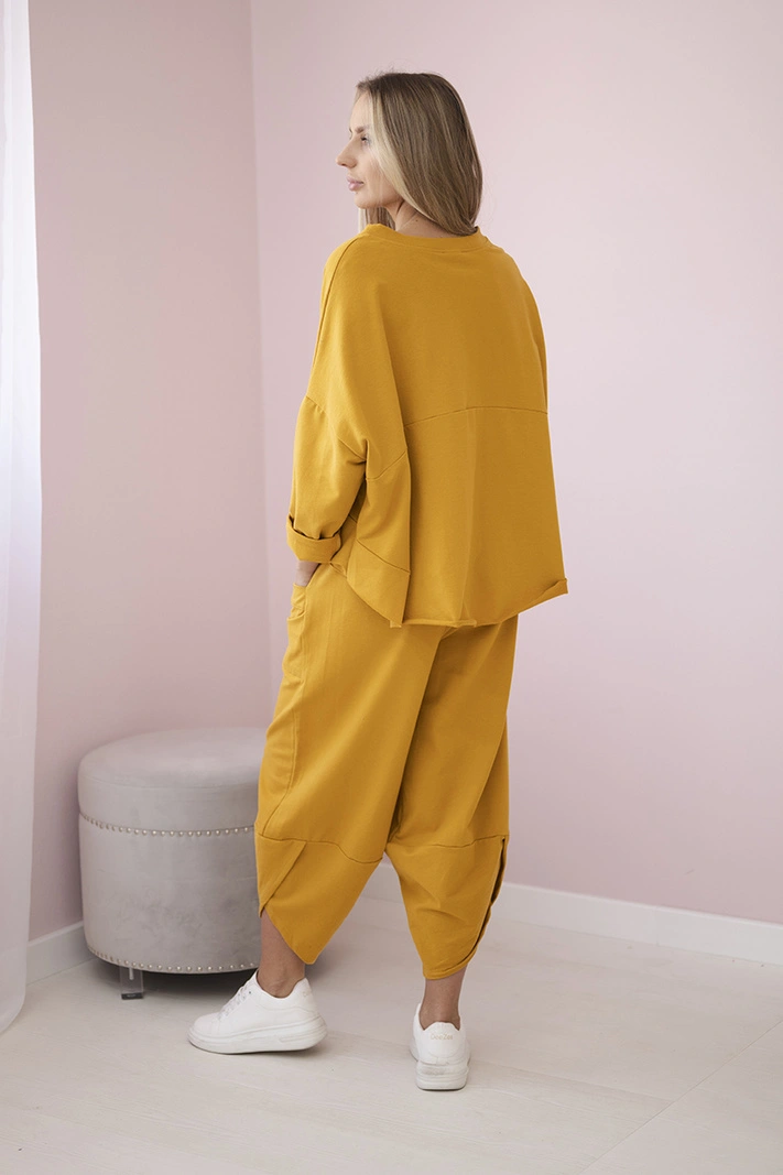 Cotton sweatshirt pants set mustard