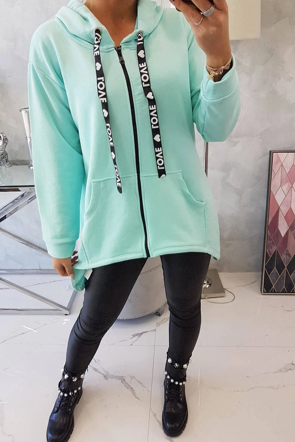 Sweatshirt mit längerem Rücken und Kapuze mint