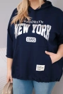 Dámska viskózová mikina Plus Size s kapucňou a kengurským vreckom granátová