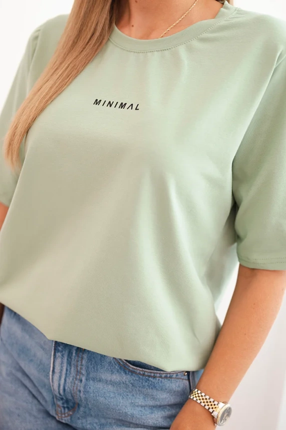 Damenbluse aus Baumwolle mit Minimal-Druck dunkel mintgrün