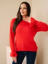 Damenpullover mit Mohair und Wolle mit Rüsche an den Ärmeln rot