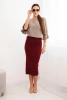 Women's viscose pencil skirt with an elastic waistband burgundy