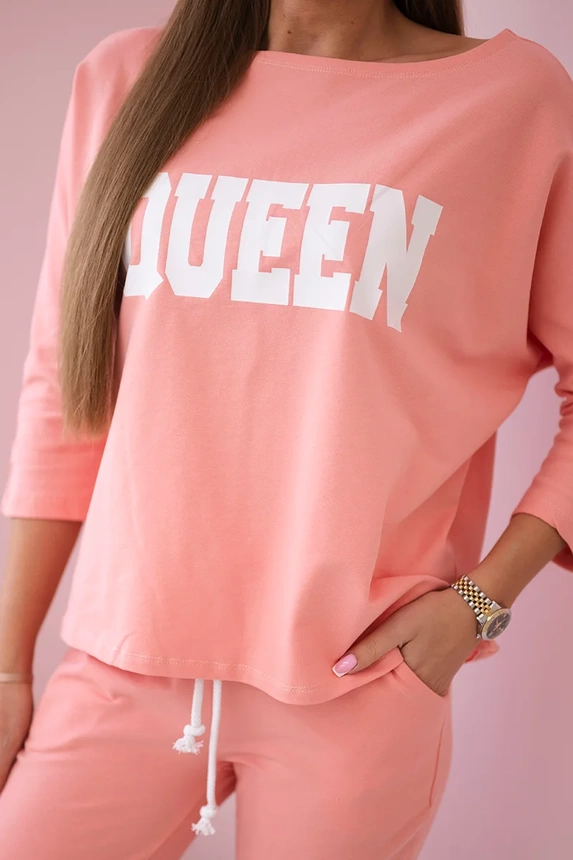 Set with Queen print apricot