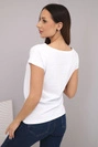 Women's cotton blouse with CHIC print white