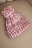 Women's winter hat with a pompom made of wool K424 light pink