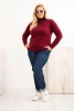 Plus Size women's viscose sweater with a classic cut turtleneck burgundy