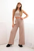 Women's cotton cargo pants with pockets and chain beige