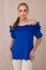 Spanische Bluse mit kleiner Rüsche kornblumenblau