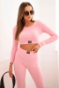 Striped top set with a blouse light pink