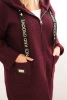 Plus Size women's coat made of faux fur with a hood and pockets plum