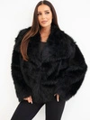 A jacket women's fur short with large collar black