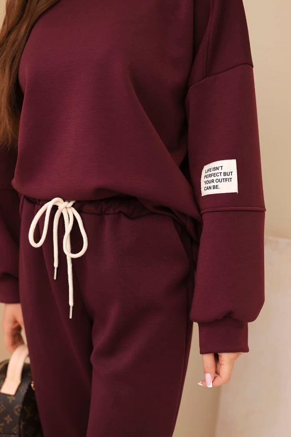Set Hoodie + Hose Butter dunkel burgunderrot