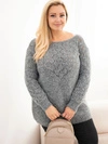 Women's Plus Size Sweater openwork knit with long sleeve graphite