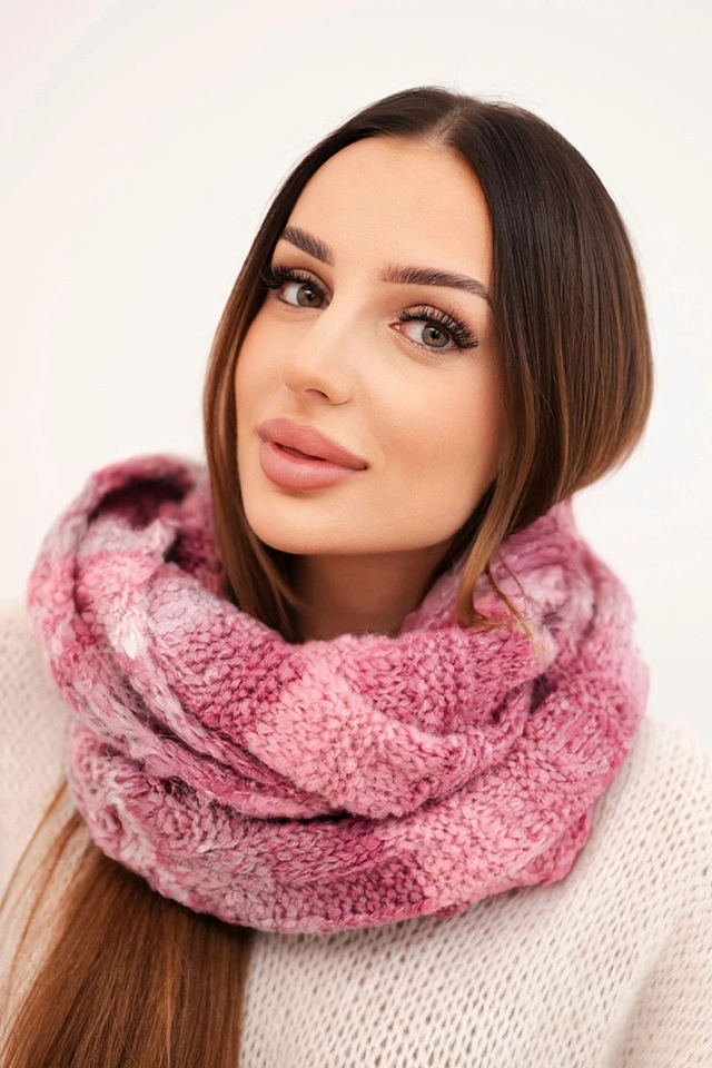 Women's soft wool melange winter wrap scarf KN20 dark pink