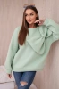 Insulated sweatshirt with a large bow dark mint