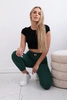 High waisted ribbed leggings dark green