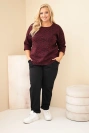 Dámská halenka Plus Size s leopardím vzorem s delším zadním dílem bordó czerwony