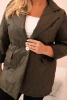 Kurtka damska Plus Size pikowana z kołnierzem i guzikiem khaki