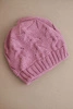 Women's winter wool hat with lace pattern K427 dark pink