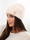 A hat women's ribbed with fluffy texture beige