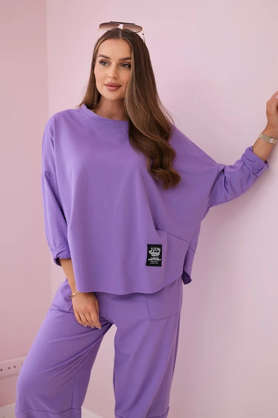 Cotton sweatshirt pants set violet