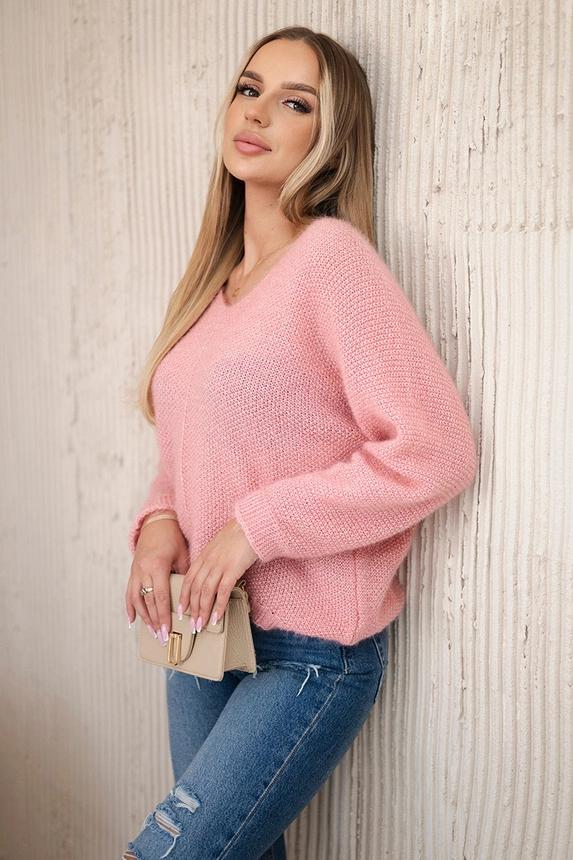 V-neck sweater powder pink