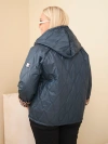 Women's Plus Size jacket with a hood and leopard trim navy