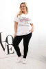 Plus Size women's blouse with sequin inscription white + green