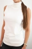 Women's sleeveless viscose blouse with a turtleneck ecru