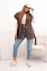 Women's quilted vest with a belt and wide collar brown