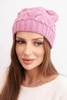 Women's winter wool hat with lace pattern K427 dark pink