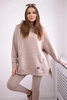 Baumwollset isoliertes sweatshirt + leggings dunkelbeige