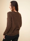 Women's sweater with a dachshund motif and a round neckline brown
