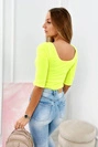 Round neckline blouse yellow neon