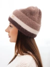 A hat women's beanie ribbed with decoration fango+brown