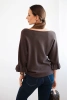 Women's sweater with decorative cuff brown