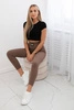 Gestreifte Leggings mit hoher Taille mocca