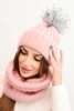 Damen Winterset mit Pompon und Loop puderrosa