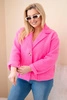 Plus Size women's jacket with a woolen texture and pockets light pink