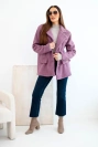 Women's jacket made of soft fleece with a collar purple