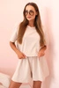 Damen-Set aus Baumwolle mit weiten Shorts beige