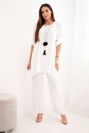 Set of blouse + pants with pendant ecru