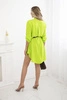 Dress with longer back and belt bright green