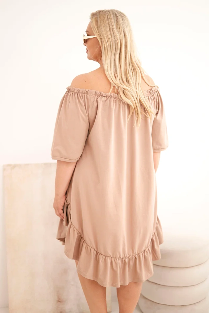 Women's Plus Size cotton dress with ruffle fango