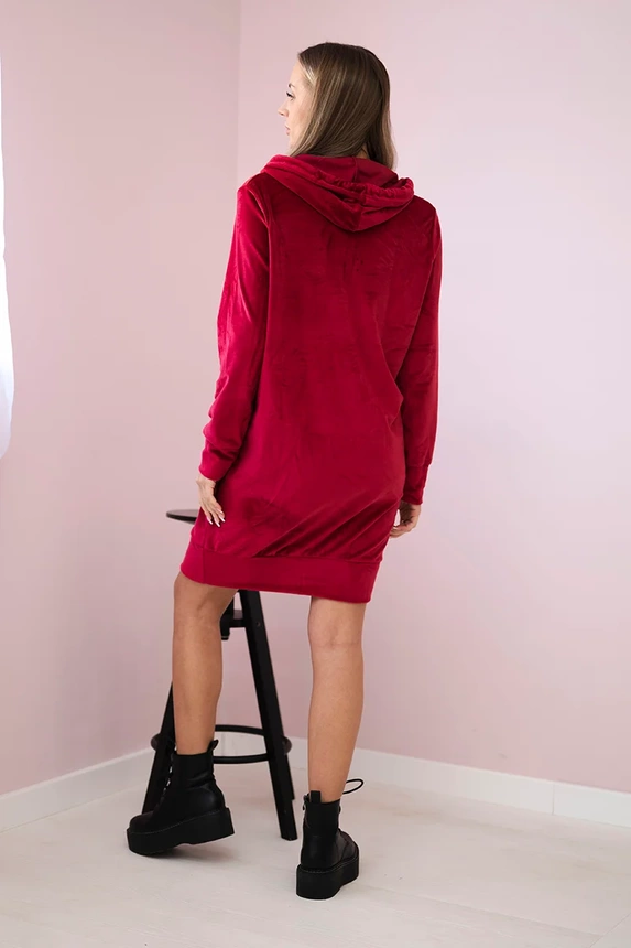 Velor dress with a hood maroon