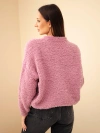 Women's sweater with mohair with decorative buttons dark pink