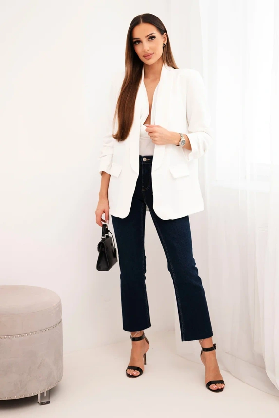 Elegant jacket with lapels ecru